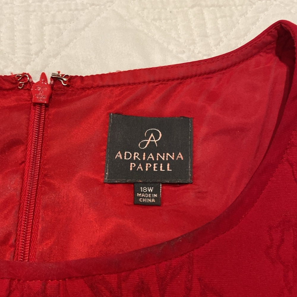 Adrianna Papell red A-line cocktail dress Size 18W fully lined zipper in back - Picture 11 of 12